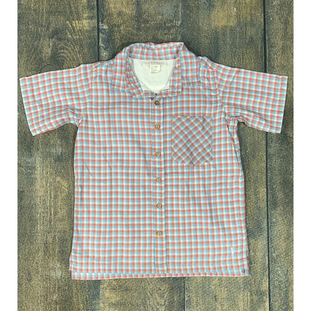 Well Dressed Wolf Boys Size 10 Sally Apple Blue Red Plaid Short Sleeve Shirt!